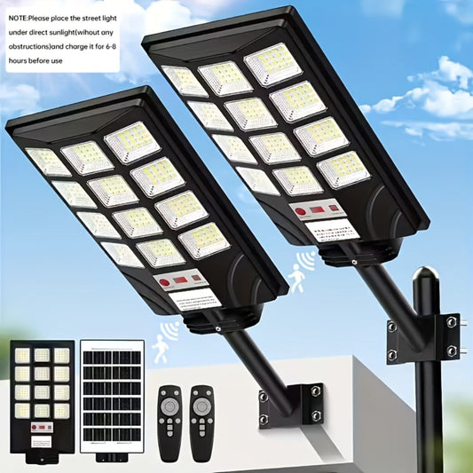 Solar Street Light Outdoor 400 LED, 6500K Sensor Flood Light with Remote Control, Dusk to Dawn for Commercial Area