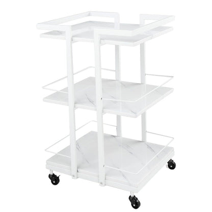 Three-Shelf Rolling Salon Trolley with Side Handles, Locking Casters and Four Color Configurations