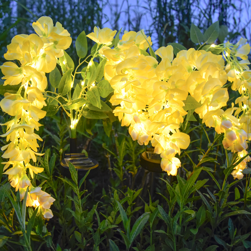 Solar Garden Lights 52-LED Wisteria Flower Stake with Two Modes and Six Color Options for Patio