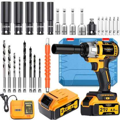 Cordless Impact Wrench Set with Charger Lithium-Ion Portable Electric Wrench Quick Charge for Home for Home, Garage and DIY Projects