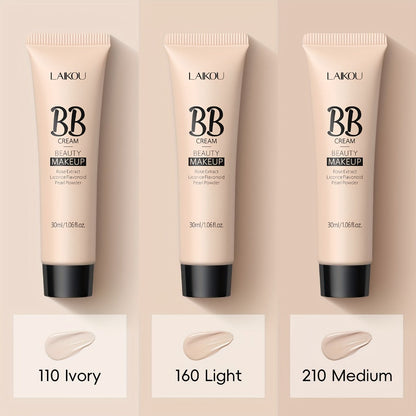 BB Cream 2 Pcs Set Waterproof, Pore-Minimizing Full Coverage Foundation with Blemish Concealer & Glycerin Hydration