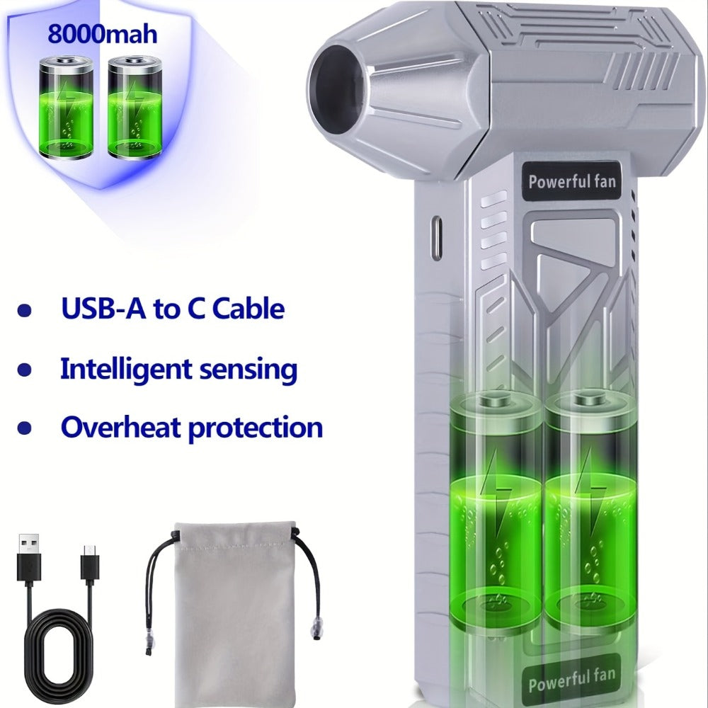 130000 RPM USB Turbo Fan Cleaner, Portable Handheld Electric Air Blower for Car Detailing, Dust Removal