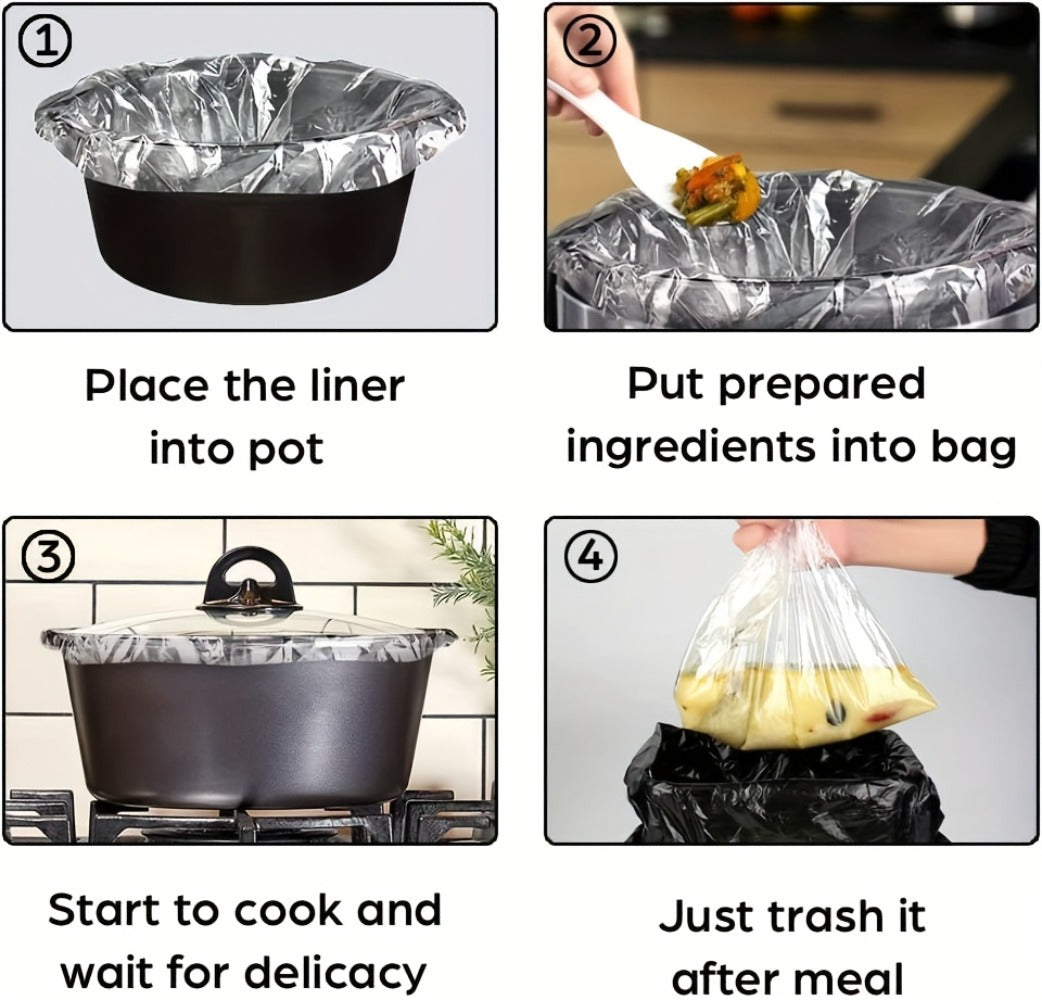 Slow Cooker Liners 40-Pack 13x21 Inch Disposable Cooking Bags, Heat Resistant Pot Liners Fit 3-8 Quart Oval & Round Slow Cookers