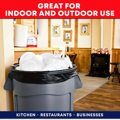 65 Gallon Trash Bags, Extra Large Black Garbage Bags Tear-Resistant Thickened, 25 & 50 Count for Yard Waste