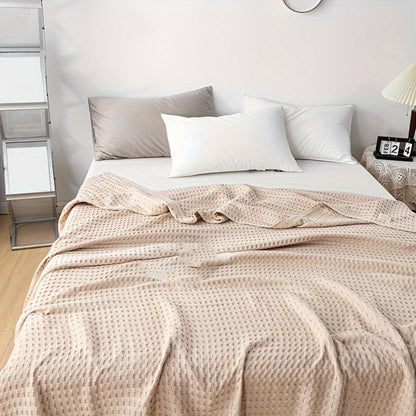 Cotton Waffle Blanket, Pure Cotton Multilayer Summer Cooling Quilt, Jacquard Knit, Air Conditioning Blanket