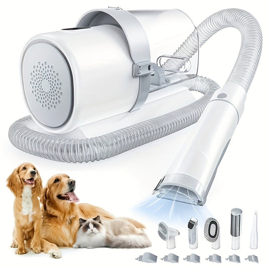 Pet Grooming Vacuum Cleaner with Cordless Clipper – 5-in-1 Grooming Kit for Dogs & Cats, 3 Suction Modes, Low-Noise, 5 Grooming Tools