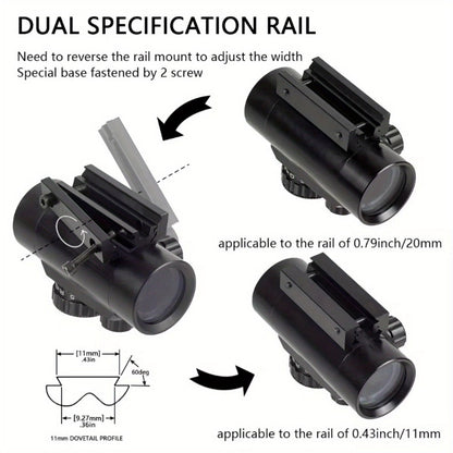 Red Green Dot Sight Scope 1x40 with Picatinny Rail Mount, 2 Reticle Types, Adjustable Brightness for Rifles