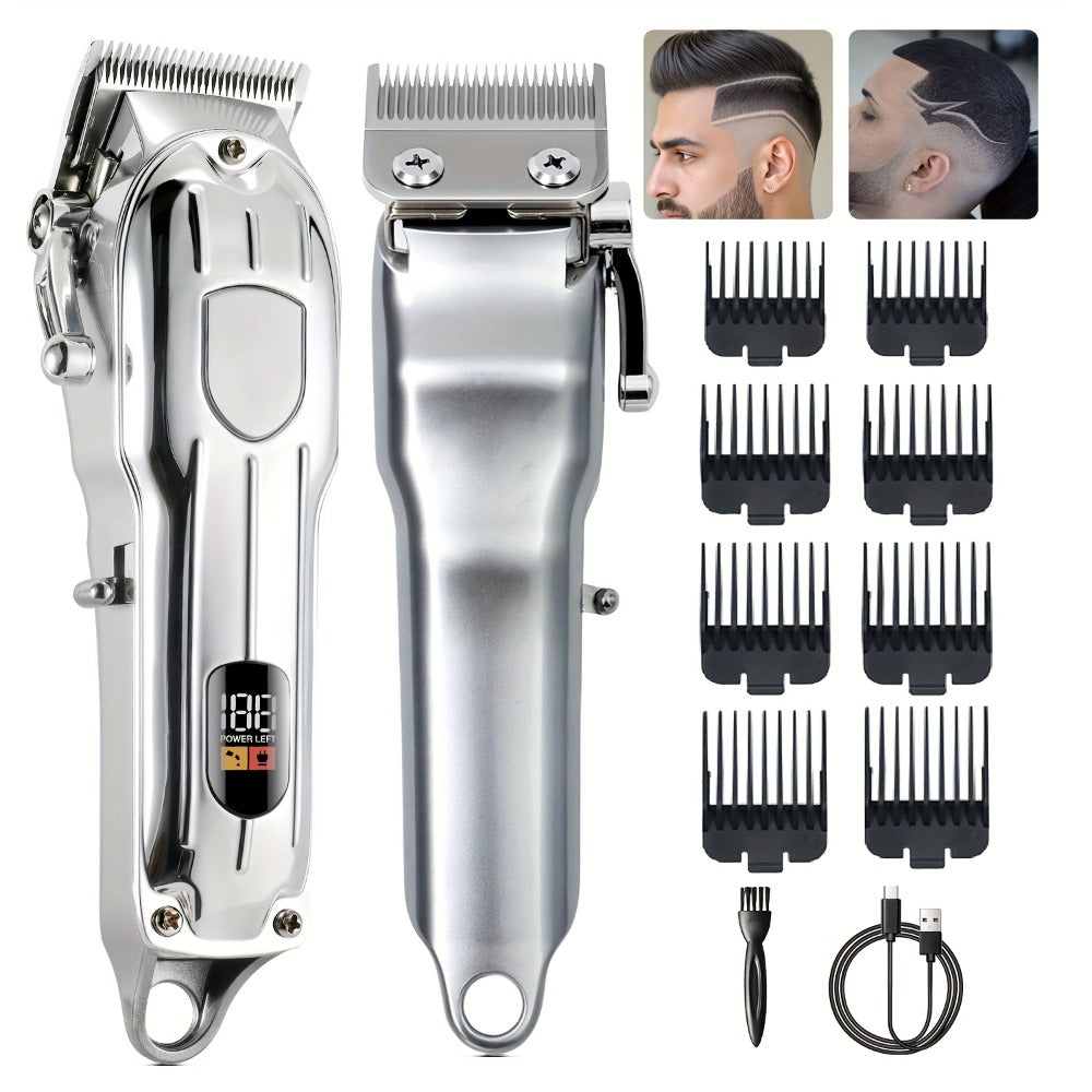 Hair Clipper MENSURE Single or Two-Tool Cordless Set with Type-C Charging, LCD Display and Seven Guide Combs