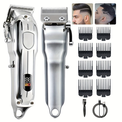 Hair Clipper MENSURE Single or Two-Tool Cordless Set with Type-C Charging, LCD Display and Seven Guide Combs