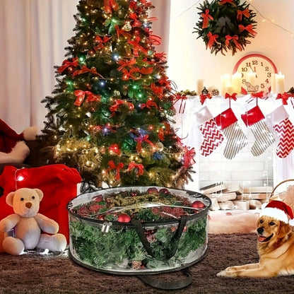 Wreath Storage Bags Heavy Duty PVC Garland Protectors with Handles – 24 & 30 Inch Transparent Christmas Wreath Organizer, 2 or 4 Pack