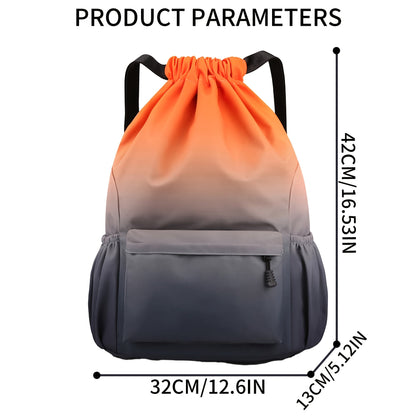 Drawstring Backpack Gym Bag – Large Capacity Nylon Cinch Sack with Strap Pocket, Lightweight Training & Outdoor Travel Bag for Men Women | 4