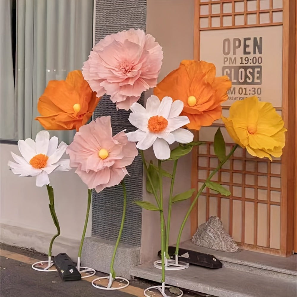 Giant Paper Poppy Artificial Flower - Super Large Floor Standing Fake Flower for Wedding Backdrop