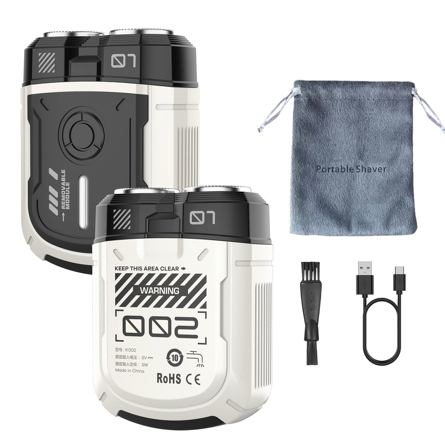 Electric Shaver Magnetic Dual-Blade Mini Razor with Two Speeds, USB Charging and Select Waterproof Options