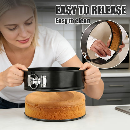 Springform Cake Pan Set, Nonstick Carbon Steel Cheesecake Pan with Removable Bottom & Locking Latch