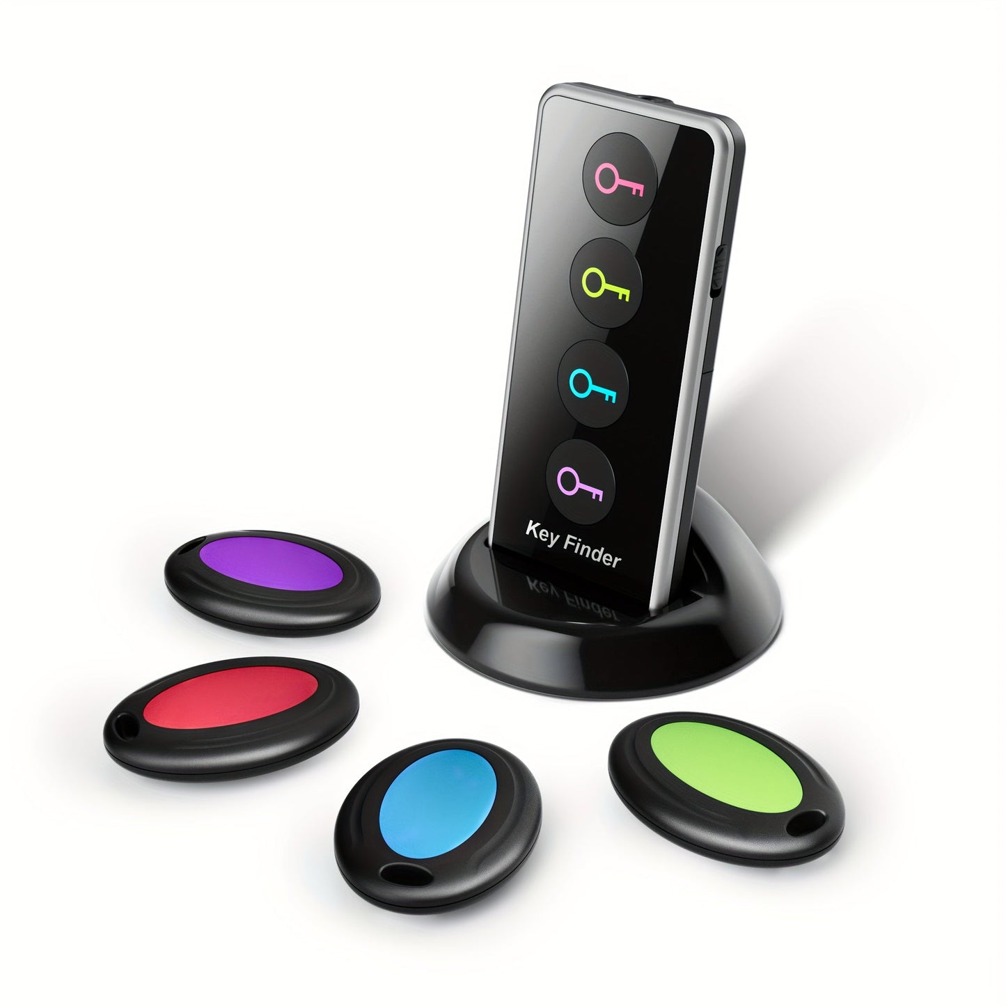 RF Key Finder 4 Receivers No App Required, Wireless Item Locator 131ft Range with LED Flashlight