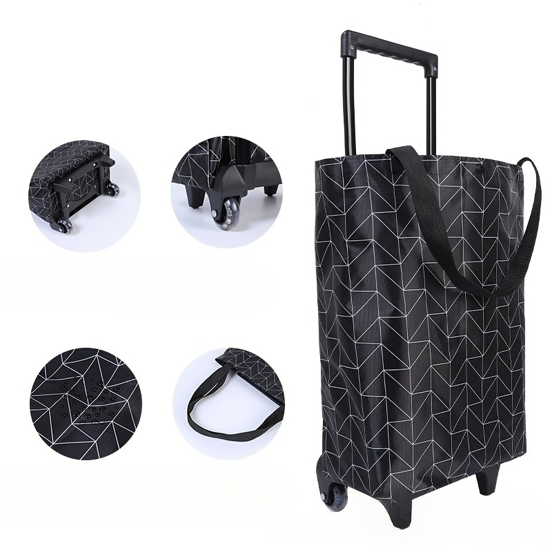 Folding Shopping Cart 2-in-1 Oxford Large Capacity Portable Tote Bag Reusable Grocery Bag on Wheels for Camping Business Delivery Market