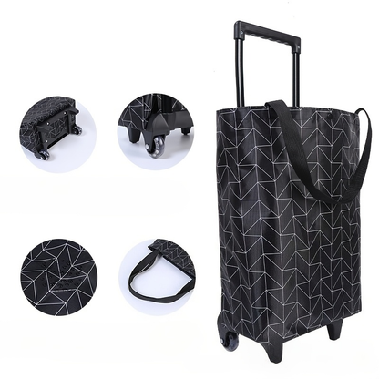 Folding Shopping Cart 2-in-1 Oxford Large Capacity Portable Tote Bag Reusable Grocery Bag on Wheels for Camping Business Delivery Market
