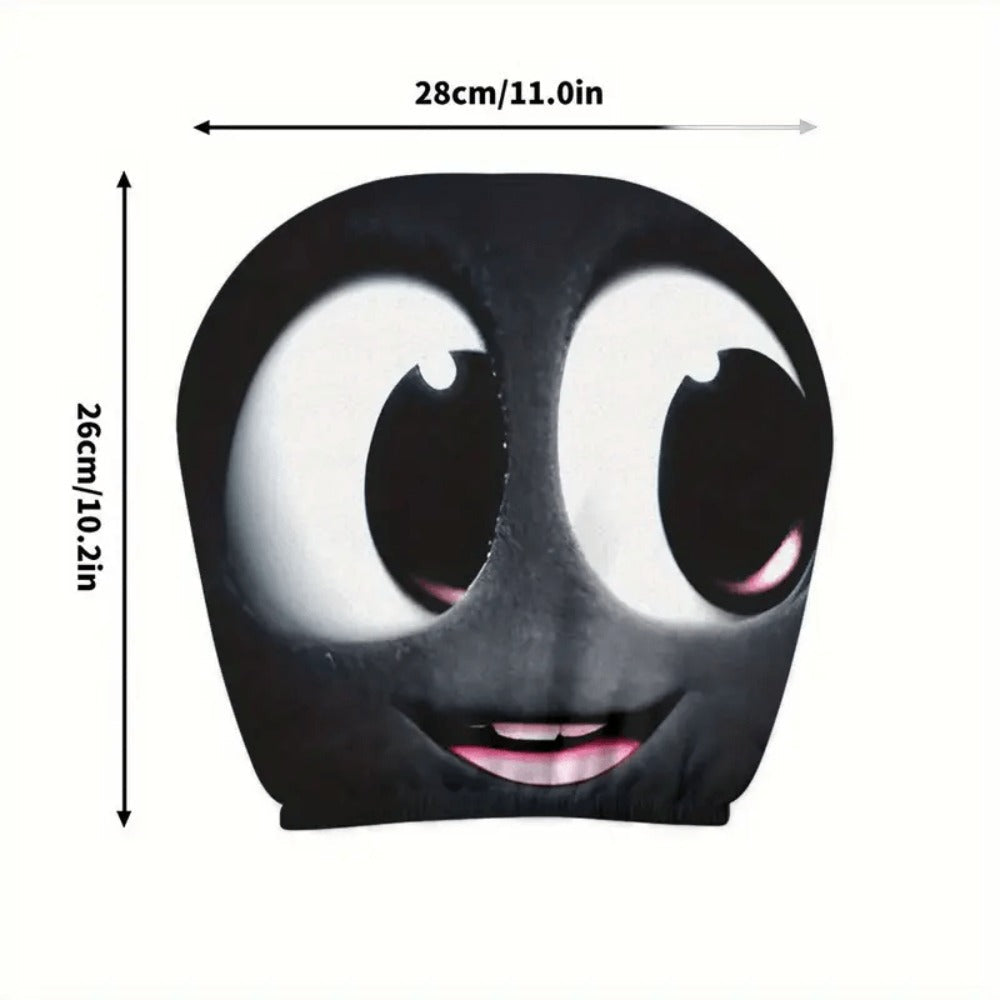 Car Seat Covers 2-Piece Black-and-White Cartoon Face Print for Front Seats with Slip-On Design
