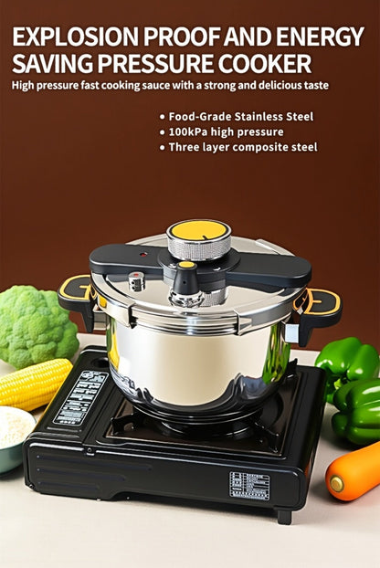 Pressure Cooker Stainless Steel with One-Twist Lock Lid, Induction & Gas Compatible Stew Pot in 1.32gal