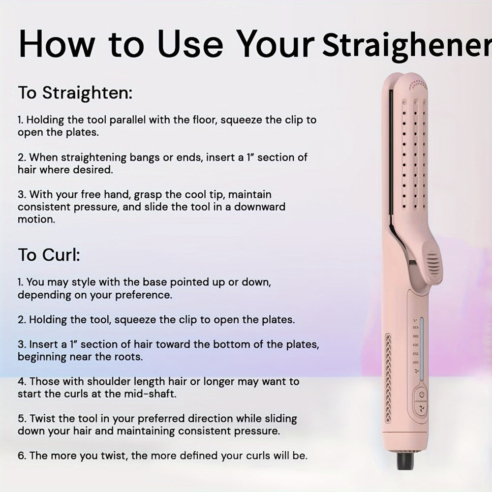 Two-in-One Airflow Hair Styler with Curved Plates, Five Temperature Settings and Pink or Black Finish