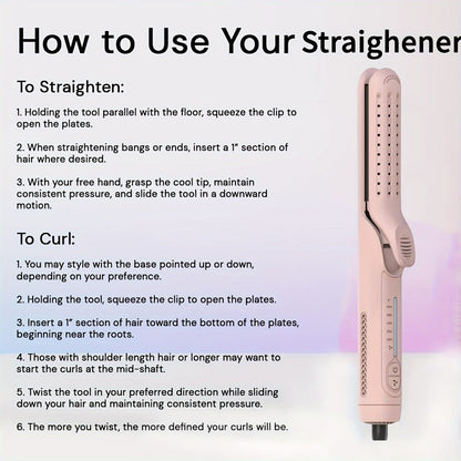 Two-in-One Airflow Hair Styler with Curved Plates, Five Temperature Settings and Pink or Black Finish