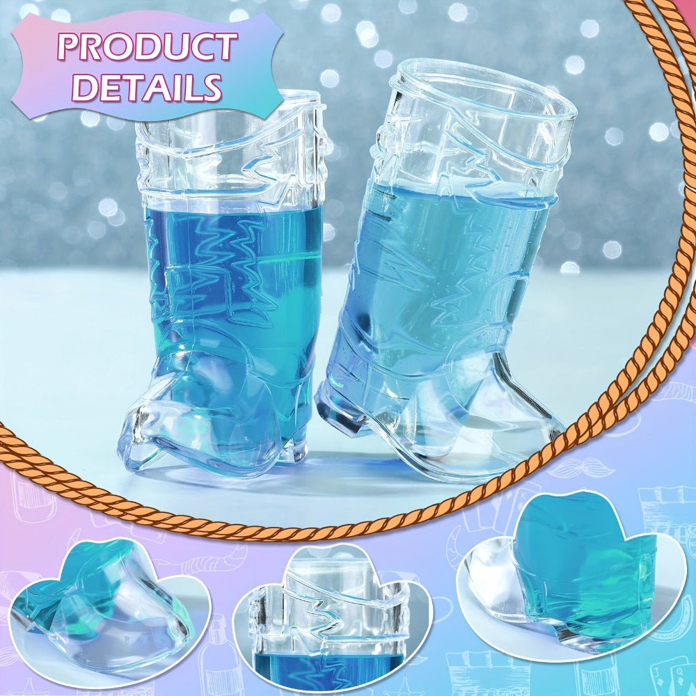 Mini Neon Cowgirl Hats with Boot Shot Glasses, 20pcs Western Party Decorations for Bachelorette, Birthday