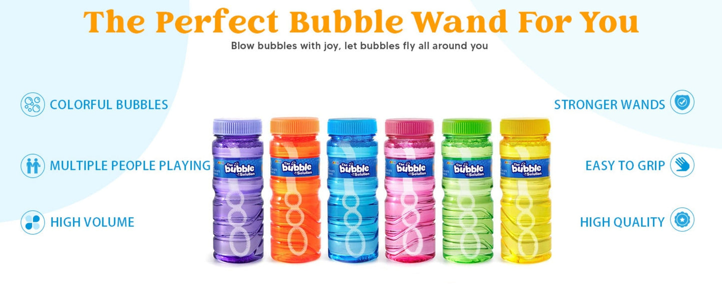 Party Favors Bubble Bottles with Wands, 4 oz Each in 6-, 12- or 24-Piece Event Packs for Celebrations
