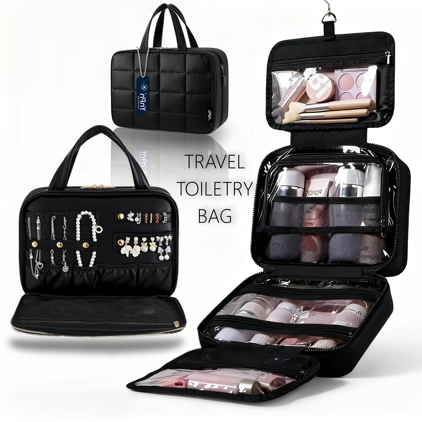 Hanging Travel Toiletry Bag Large Capacity for Full-Size Products Waterproof Cosmetic Organizer with Hook