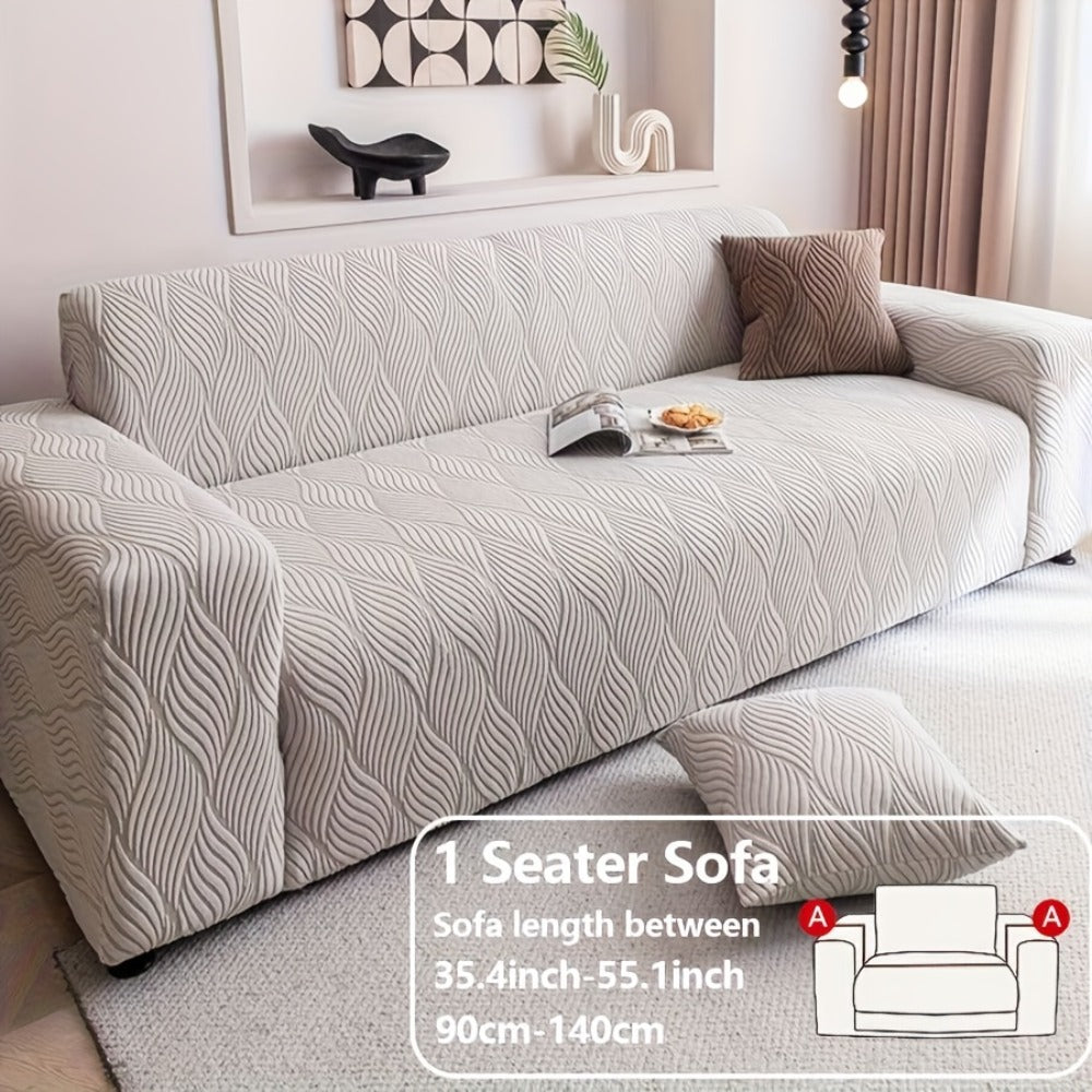 Sofa Cover Polar Fleece Modern Jacquard Elastic Slipcover with Elastic Fit for 1 to 4-Seater Sofas