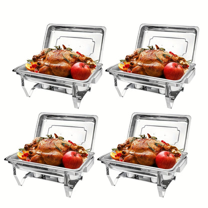 Chafing Dishes Buffet Set 9QT Stainless Steel Food Warmer Trays for Parties Hotel Christmas – 1/2/4/6/8 Pack