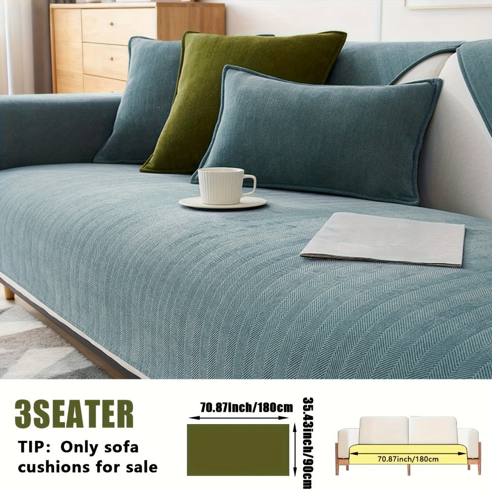 Sofa Cover Ribbed Chenille Stretch Panels for 1 to 4 Seats, Armrests or Cushions with Model-Specific Size and Color Options