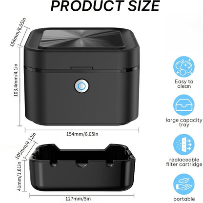 Smokeless Ashtray with HEPA Filter, USB Rechargeable Indoor Ashtray for Home Office Car, 4 Filters Included