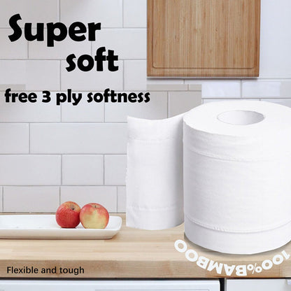 Bamboo Toilet Paper 24 Rolls 3-Ply 300 Sheets Per Roll Tree-Free Hypoallergenic Septic Safe Flushable Soft Strong Fragrance-Free BPA-Free
