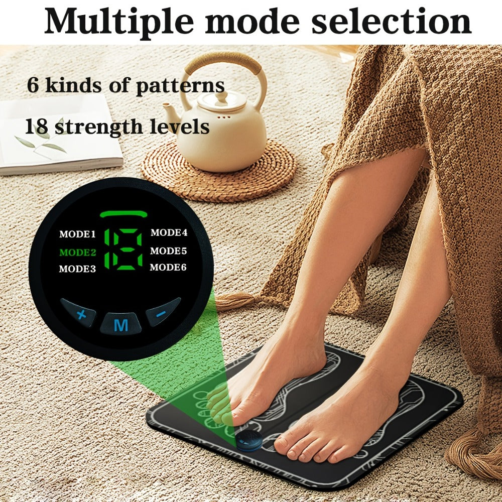 EMS Foot Massager Pad with TENS Therapy, Portable Electric Foot Massage Machine, Reusable Pad, Multiple Mode Adjustment