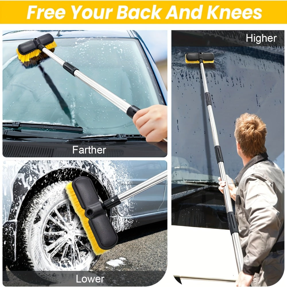 Car Wash Brush Kit with 69" Long Handle – 8-Piece Set with Tire Brush, Squeegee, Chenille Mitt, Detailing Brush & Microfiber Towel for Car
