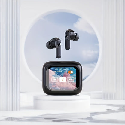 Wireless Earbuds Bluetooth 5.4 with ANC and ENC, LED Touchscreen Case and Black or White Options