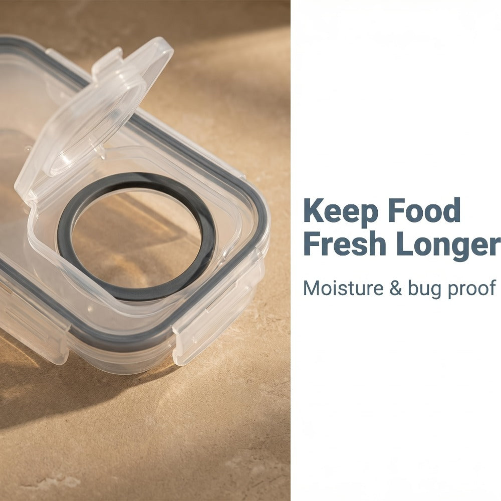 Food Storage Container Four-Pack with 4L Clear Pantry Canisters, Pour-Spout Lids, Labels and Marker
