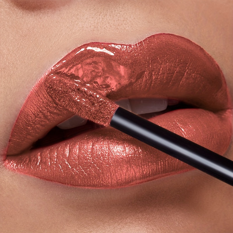 Metallic Shimmer Liquid Lip Color with 22 Numbered Shades, 7.2cm Clear Tube and Wand Applicator