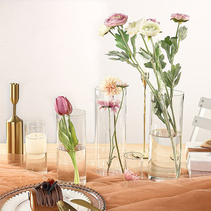 Clear Glass Cylinder Vases Bulk Set 12 24 48pcs 4 6 8 10 Inch Tall Flower Vase Hurricane Floating Candle Holder for Wedding Centerpieces