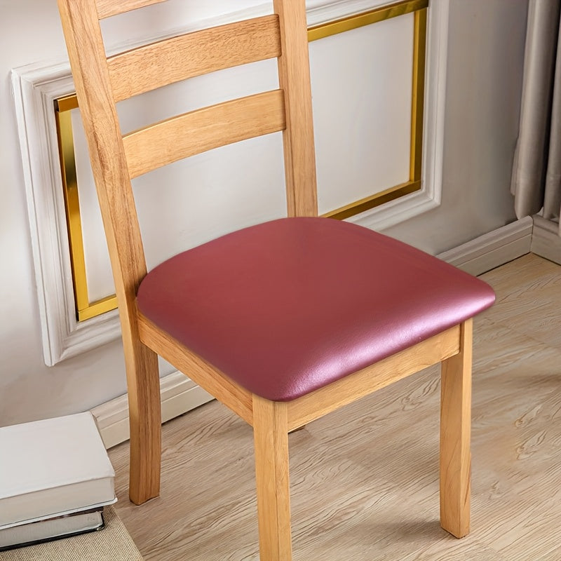 PU Leather Dining Chair Cushion Covers Removable Stretch Seat Slipcovers for Dining Room Kitchen Hotel Set of 4 or 6