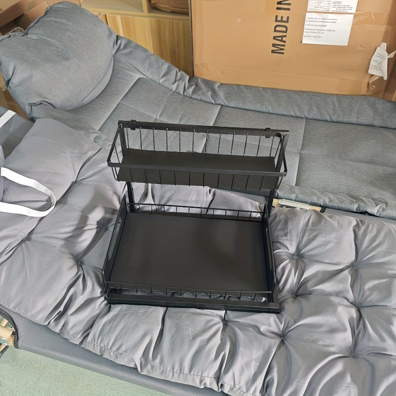 L-Shaped Pull-Out Cabinet Organizer with 14.4 x 10.6 x 11 Inch Frame, 7 Inch Pipe Clearance and 1- or 2-Piece Options