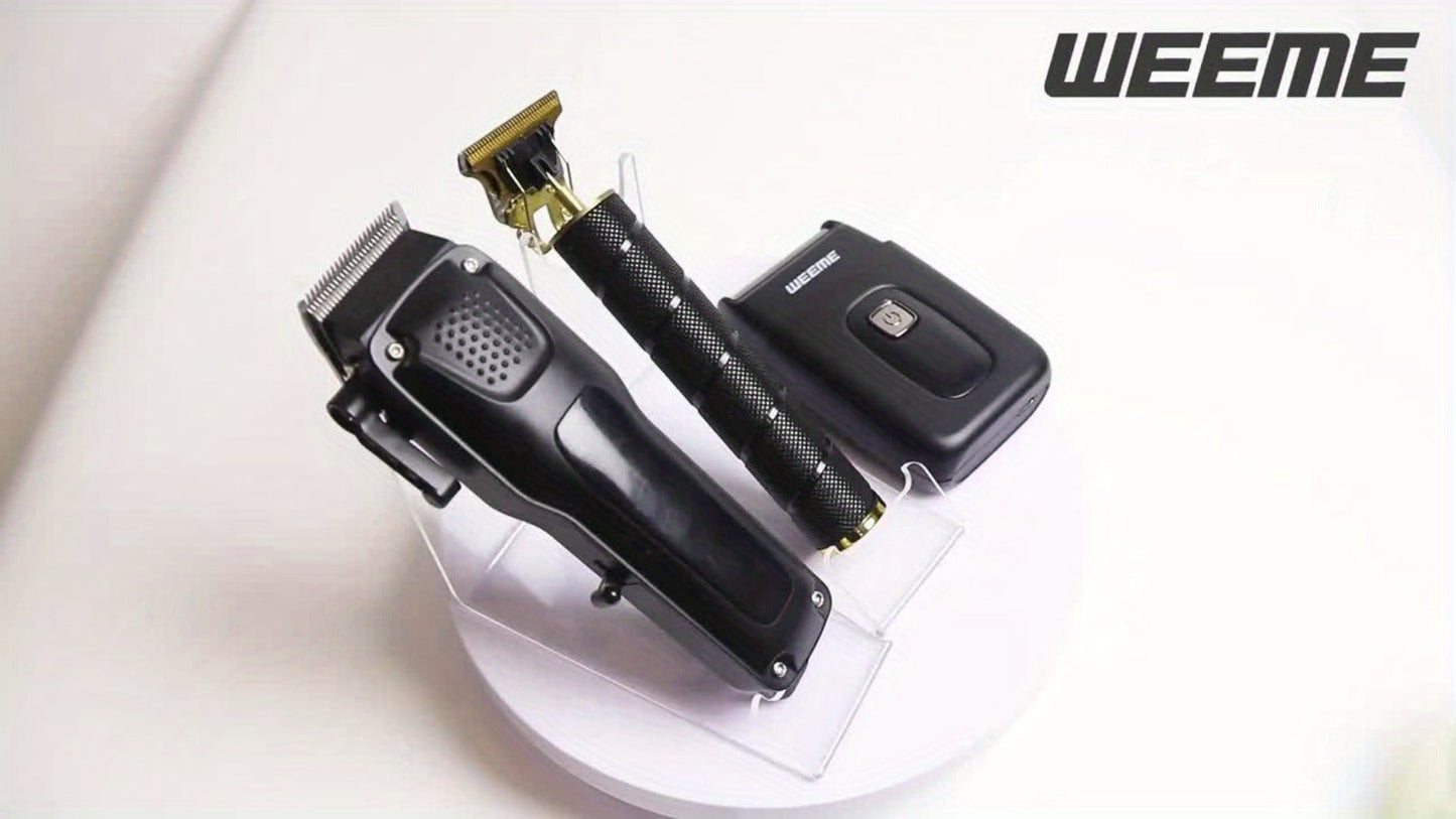 Mens Grooming Kit with Nose Hair Trimmer Electric Shaver WEEME 826 USB Rechargeable LCD Display – Complete Shaving Trimming Set Gift for Dad
