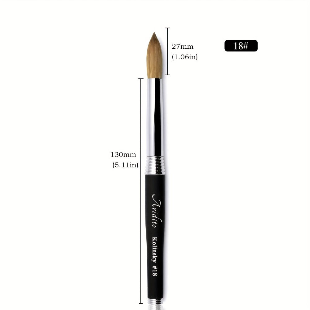 100% Pure Kolinsky Round Head Acrylic Nail Art Brush Black Metal Handle Size 12 14 16 18 – Professional Nail Extension & Acrylic Powder