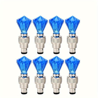 LED Tire Valve Stem Light Sets in 4-, 8- or 16-Piece Blue, Green, Red, Mixed and Skull-Top Configurations