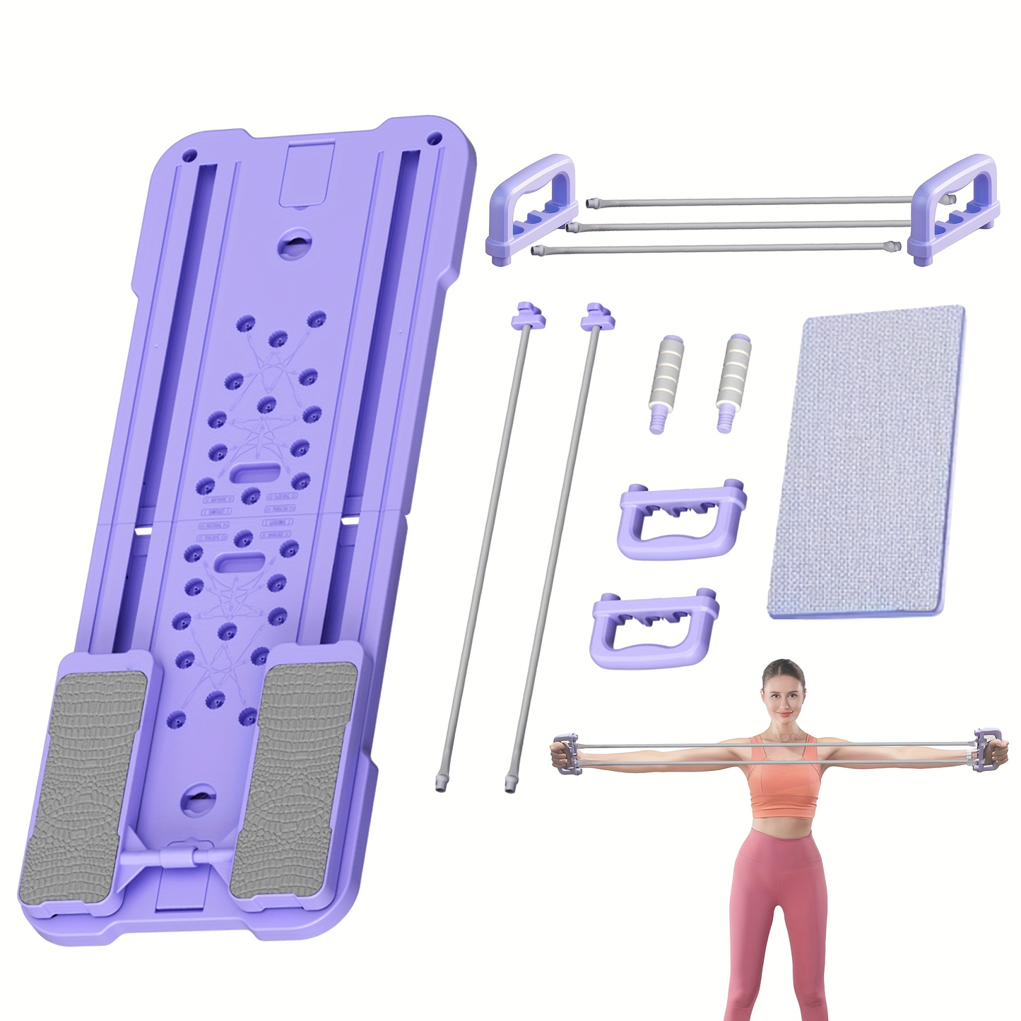Portable Pilates Reformer Board 9-in-1 – Foldable Ab Wheel & Push-Up Workout Machine for Full Body Core Training