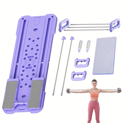 Portable Pilates Reformer Board 9-in-1 – Foldable Ab Wheel & Push-Up Workout Machine for Full Body Core Training
