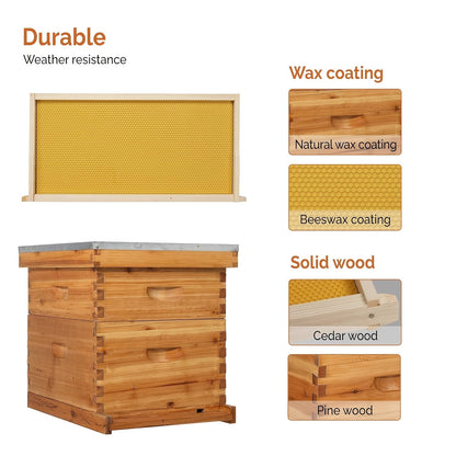 Langstroth Bee Hive Kit Wax Coated Wood 10-Frame 3-Layer Frames for Everyday Face, Beard and Body Grooming