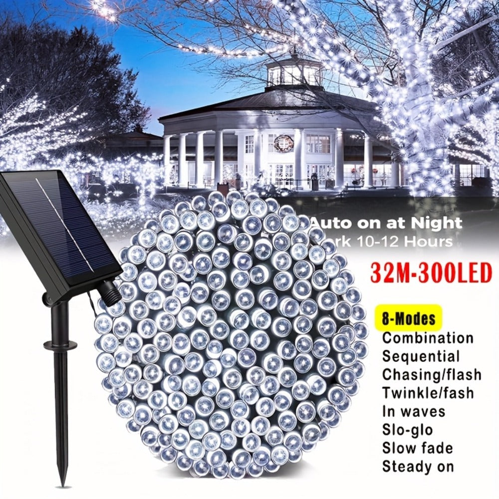 Solar String Lights in 39, 50, 72, 100 or 105-Foot Options with Spherical Bulbs, Warm or Cool White and Remote Control