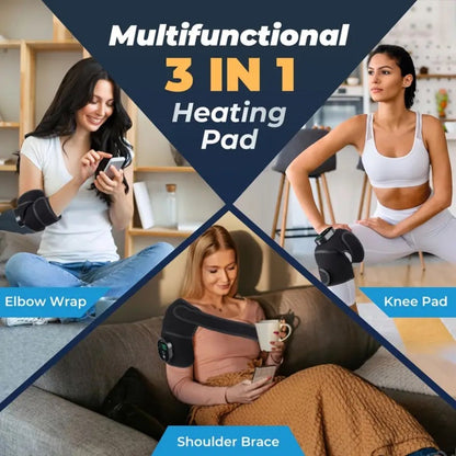 Knee Massager with Heat, 3-Level Heating Pad for Knee Pain, Joint & Warmth, Anti-Slip Breathable Knee Brace for Men & Women