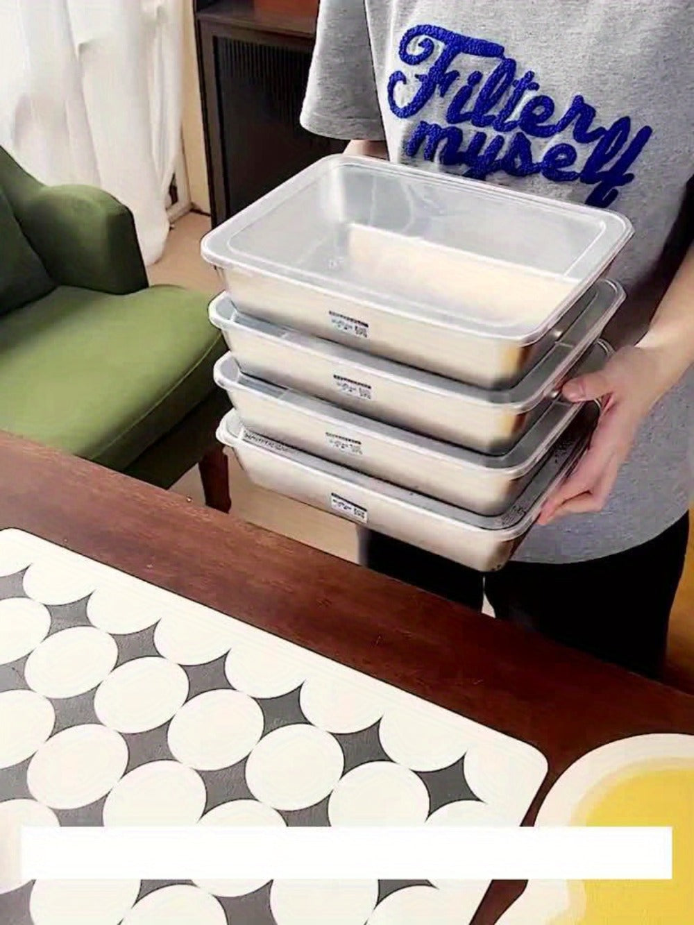 Storage Containers with Lids, Five-Piece Stainless Steel Plate Set with Five Flip-Top Lids for Hand Washing
